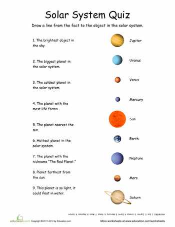 Science Worksheets for Kids Also solar System Quiz