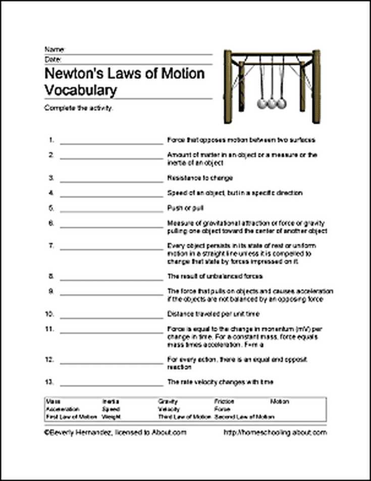 Search for Matter Vocabulary Review Worksheet Answers Also Fun Ways to Learn About Newton S Laws Of Motion