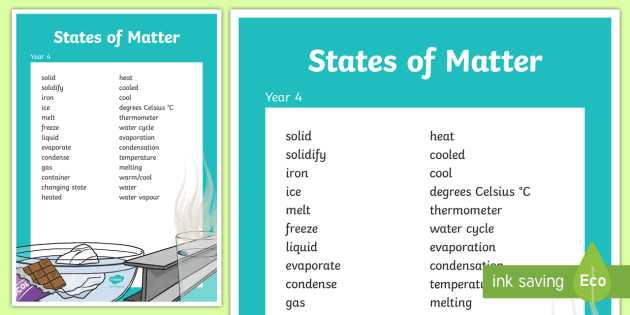 Search for Matter Vocabulary Review Worksheet Answers as Well as Year 4 States Of Matter Vocabulary Poster Posters Science