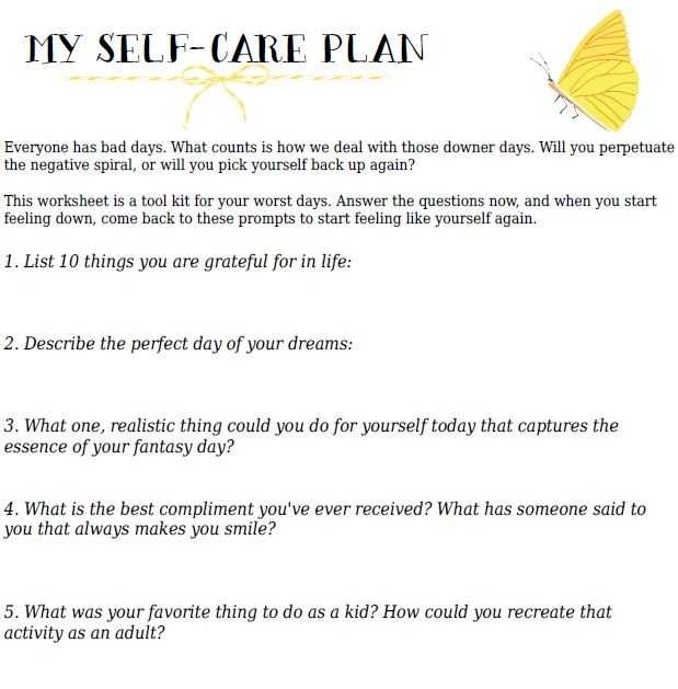 Self Care Worksheets for Adults Also Wellness and Recovery Action Plan Template Image Collections