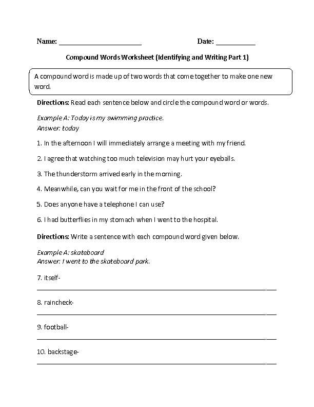 Sentence and Fragment Worksheet and Identifying and Writing Pound Words Worksheet