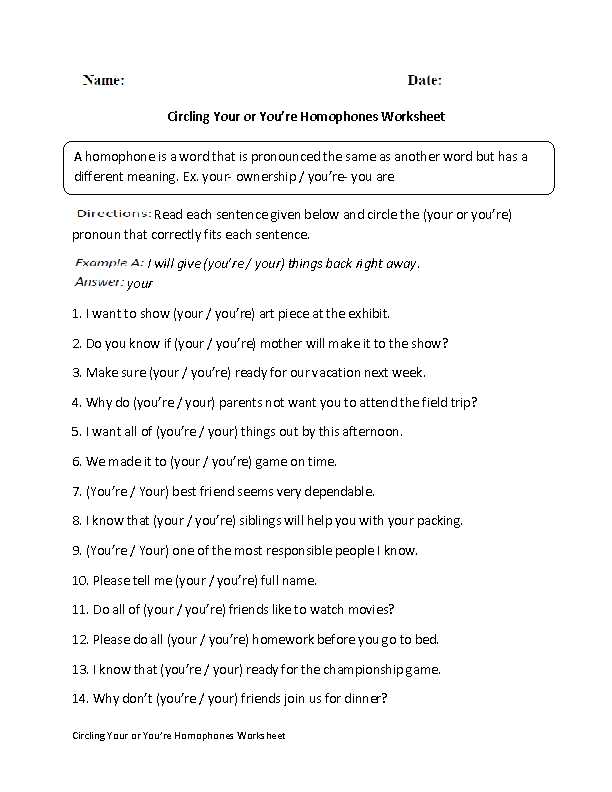 Sentence and Fragment Worksheet as Well as Your or You Re Homophones Worksheet Teaching