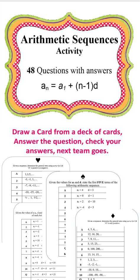 Sequences and Series Worksheet as Well as Arithmetic Sequences This Game Has 48 Questions with Answers