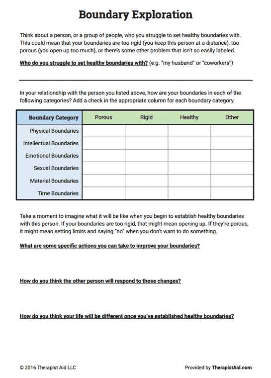 Setting Healthy Boundaries In Recovery Worksheets as Well as Boundaries Exploration Preview Groups & Resources