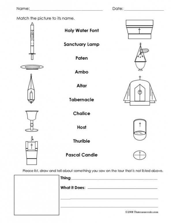 Seven Sacraments Worksheet as Well as Interactive Church tour Worksheet
