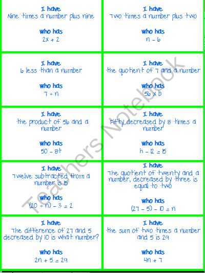 Shamrockin Equations Worksheet Answers Key and Students are Given A Set Of Cards that Have Either An Algebraic