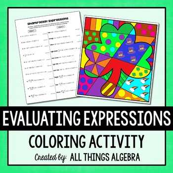 Shamrockin Equations Worksheet Answers Key as Well as Simplifying Expressions Coloring Teaching Resources