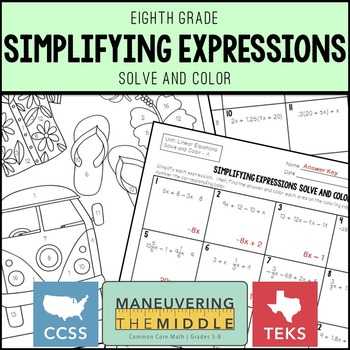 Shamrockin Equations Worksheet Answers Key with Simplifying Expressions Coloring Teaching Resources