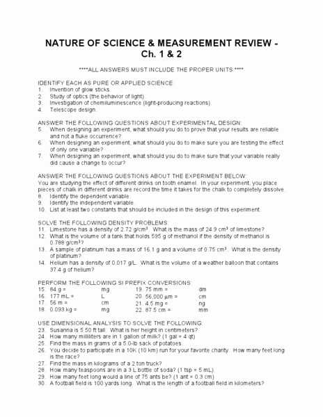 Si Unit Conversion Worksheet Also Experimental Variable Worksheet Answers Beautiful Unit 0 Scientific