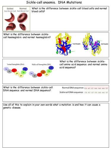Sickle Cell Anemia Worksheet Along with Differentiated Mutation Worksheet by Ppickwell Teaching Resources