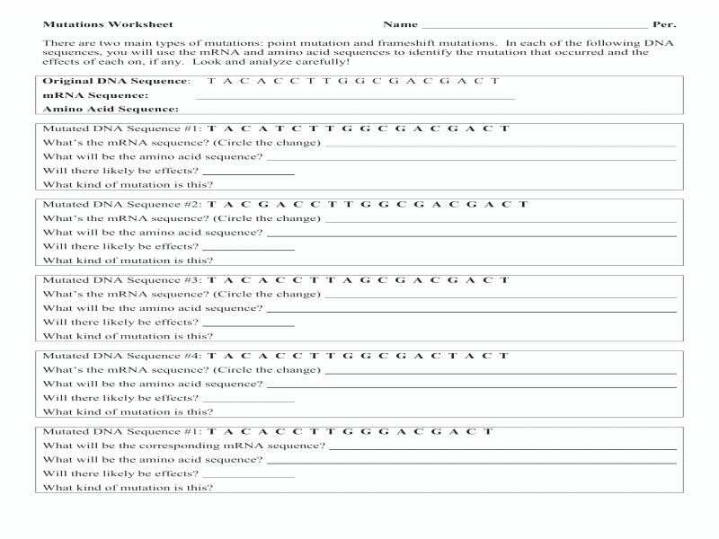Sickle Cell Anemia Worksheet Answers Also Gene and Chromosome Mutation Worksheet Answers Choice Image