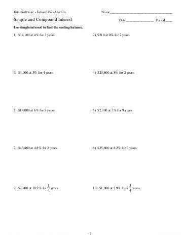 Simple and Compound Interest Worksheet together with Simple and Pound Interest Homework Problems 1 the Billing
