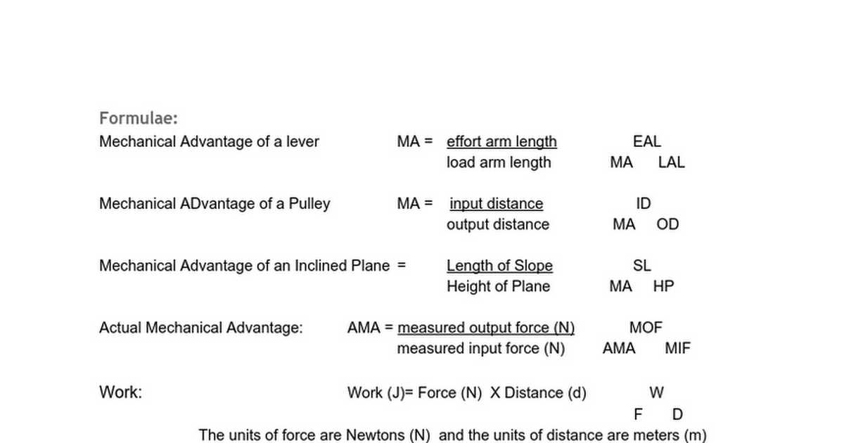 Simple Machines and Mechanical Advantage Worksheet Answers Also Physics Review Google Docs