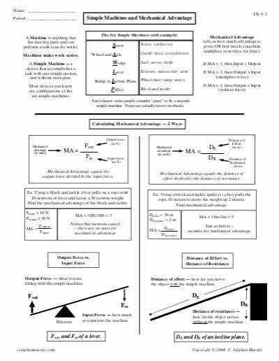 Simple Machines Worksheet Answers Along with Name