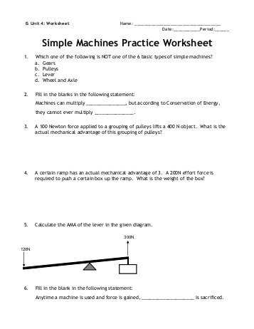 Simple Machines Worksheet Answers as Well as Name