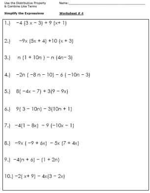 Simplifying Algebraic Expressions Worksheet Along with Algebra Worksheets for Simplifying the Equation