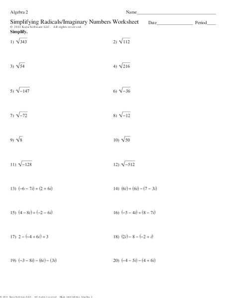 Simplifying Radical Equations Worksheet together with Simplifying Imaginary Numbers Worksheet Kidz Activities