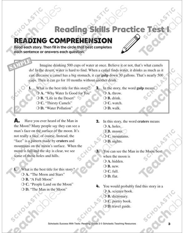 Skills Worksheet Reteaching Answers Lifetime Health with Reading Skills Practice Test 1 Grade 3