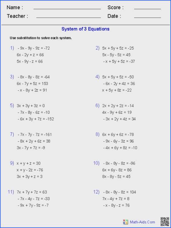 Solving Equations Worksheets as Well as Systems Linear Equations Worksheet