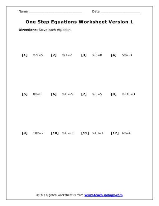 Solving One Step Equations Worksheet with Step 1 Worksheets Kidz Activities