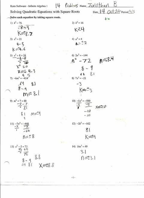 Solving Quadratic Equations by Completing the Square Worksheet Algebra 1 as Well as solving Quadratics by Factoring Worksheet solving Quadratic