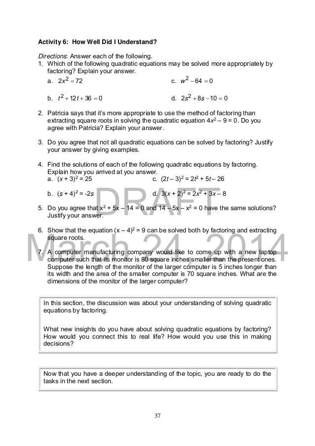 Solving Quadratic Equations Using Different Methods Worksheet Answers Also Mathematics 9