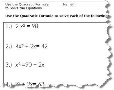 Solving Quadratic Equations Using Different Methods Worksheet Answers as Well as Use the Quadratic formula to solve the Equations Quadratic formula
