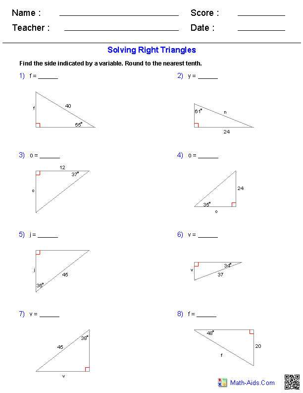 Solving Right Triangles Worksheet with solving Right Triangles Worksheet