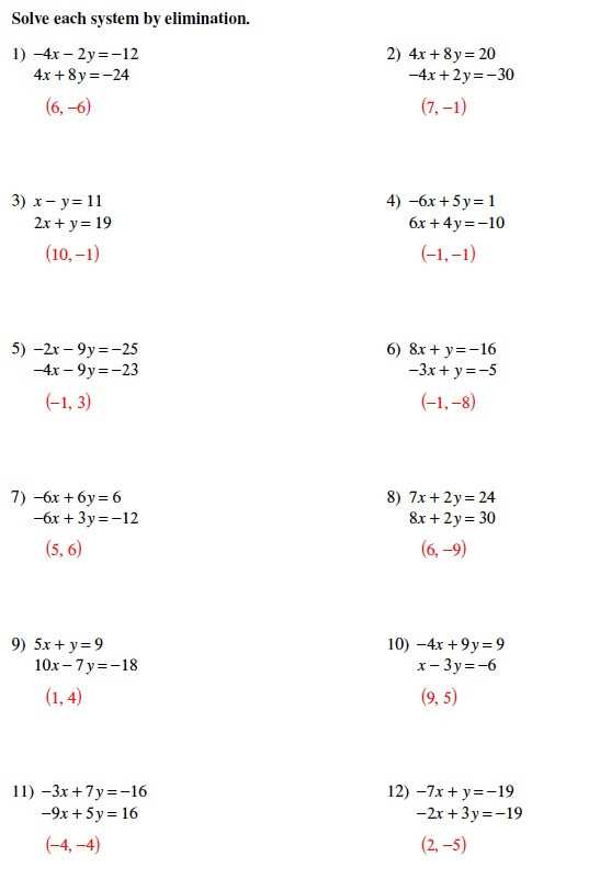 Solving Systems Of Equations by Elimination Worksheet Answers with Work or solving Systems Equations Algebraically Worksheet Best Systems