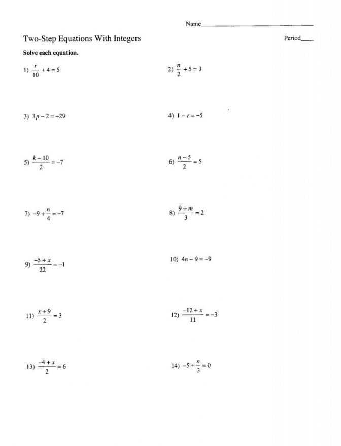Solving Two Step Equations Worksheet Answers and 2 Step Equations Worksheets