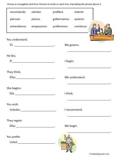Spanish Conjugation Worksheets or Stem Changing Verbs Worksheet Spanish Learning