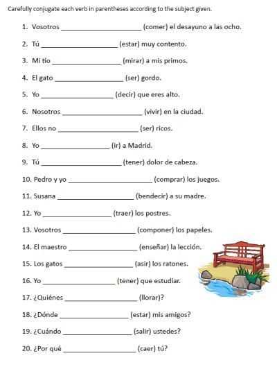 Spanish Conjugation Worksheets with Free Spanish Verb Conjugation Sentences Worksheets Packet On