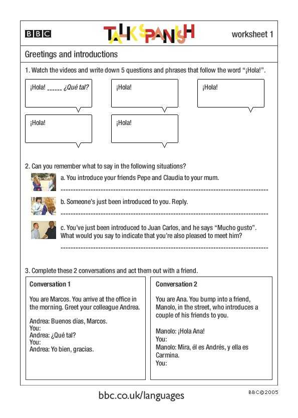 Spanish Greetings Worksheet and 1123 Best Spanish Classroom Images On Pinterest