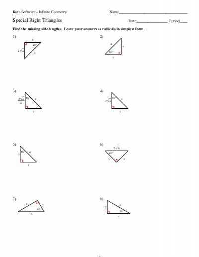 Special Right Triangles Worksheet Pdf as Well as Special Right Triangles Worksheet
