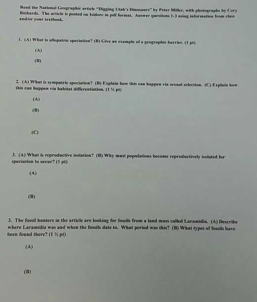 Speciation Worksheet Answers and Biology Archive January 31 2018