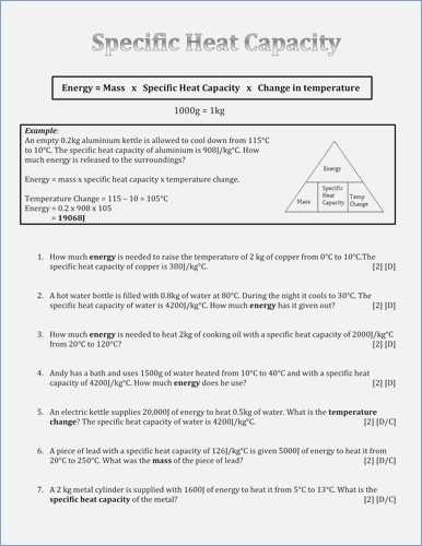 Specific Heat Worksheet Answer Key and Worksheet Heat and Heat Calculations Answer Key Kidz Activities