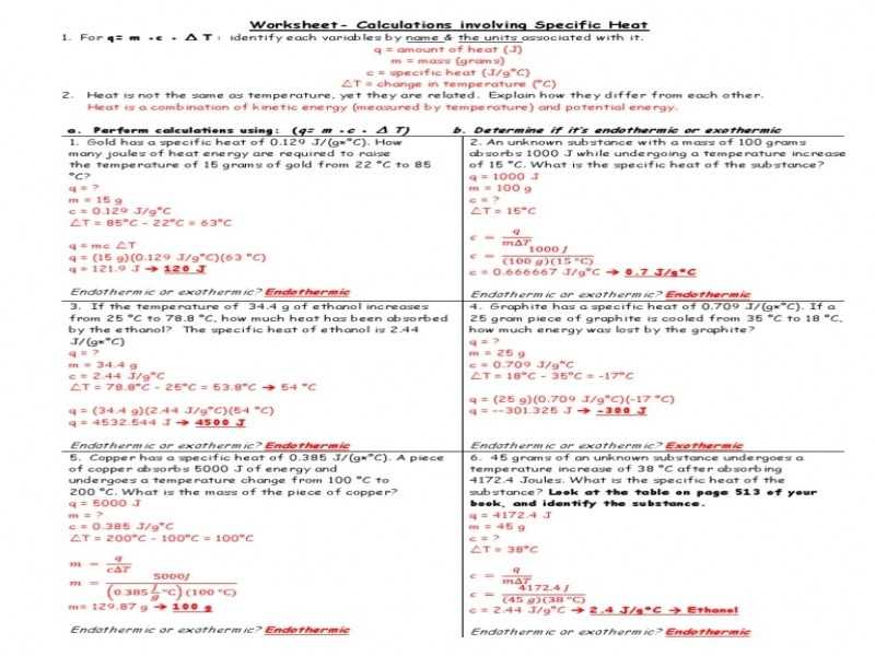 Specific Heat Worksheet Answers together with Specific Heat Worksheet Answers