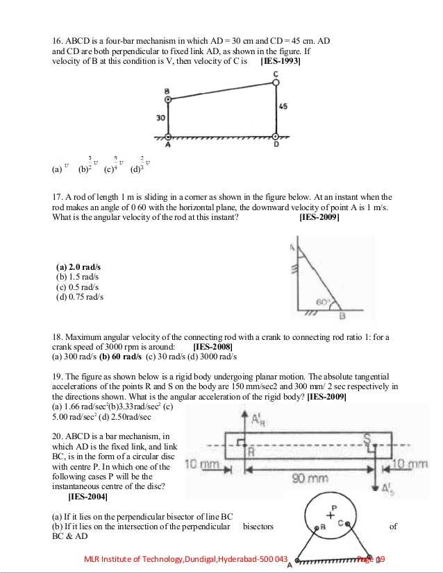 Speed and Acceleration Worksheet Answers with Kinemtics Of Machinery Objectives assignments Tutorial Problems