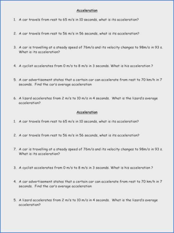 Speed Velocity and Acceleration Worksheet Answers and Speed Velocity and Acceleration Powerpoint