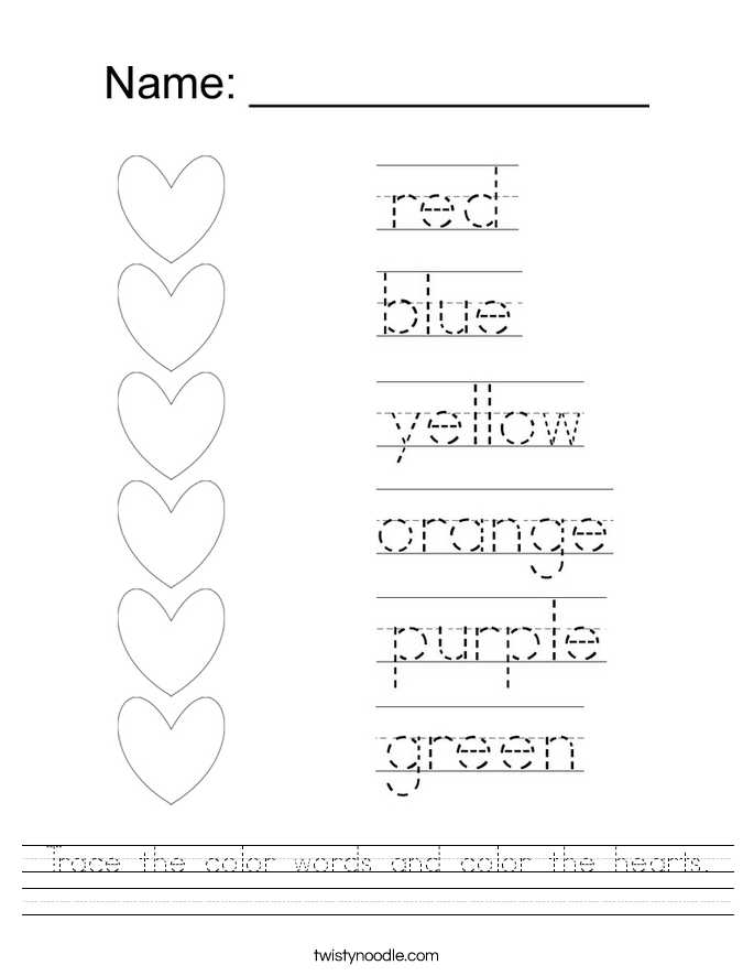 Spelling Color Words Worksheet Also Color Words Worksheets for All