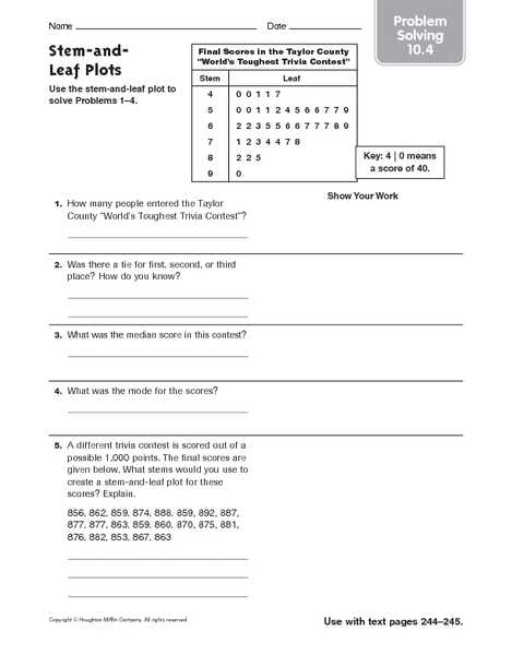 Stem and Leaf Plot Worksheet Pdf as Well as Stem and Leaf Plot Worksheets 4th Grade the Best Worksheets Image