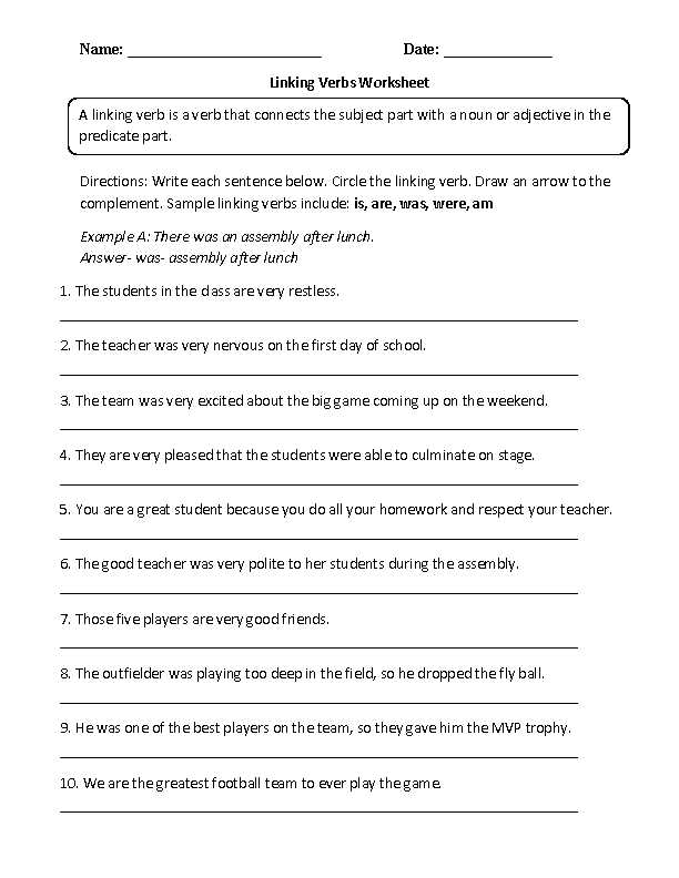 Step 8 Worksheet and Circling Linking Verbs Worksheet School Pinterest