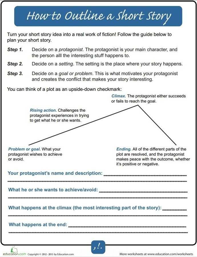 Story Writing Worksheets or How to Outline A Short Story for Beginners