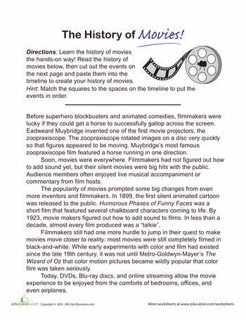 Story Writing Worksheets with History Of Movies