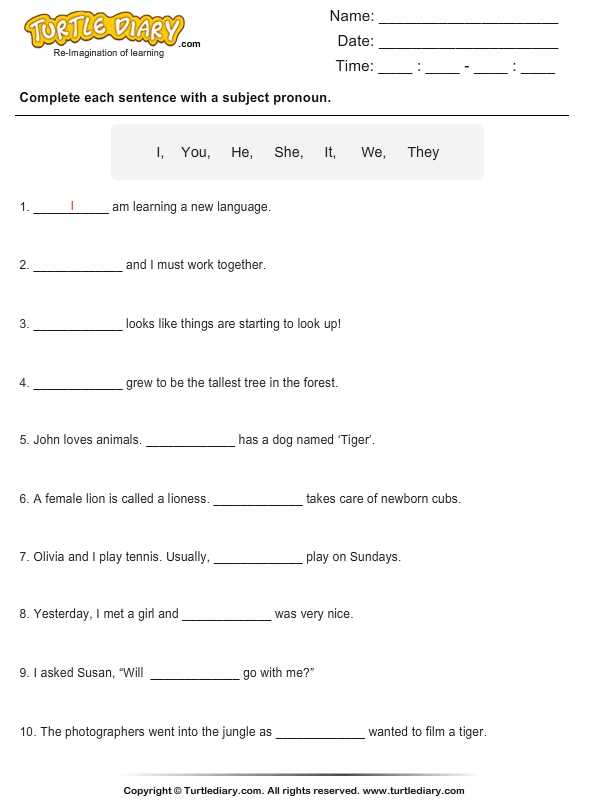 Subject Pronouns Worksheet 1 Spanish Answer Key together with Pronouns Worksheets for 1st Grade Worksheets for All