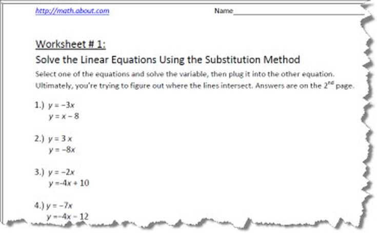 Substitution Method Worksheet Answer Key together with Systems Of Equations by Substitution Worksheets