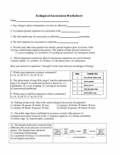 Succession Worksheet Answers with Modern Ecological Succession Worksheet Elegant 24 Beautiful Graph