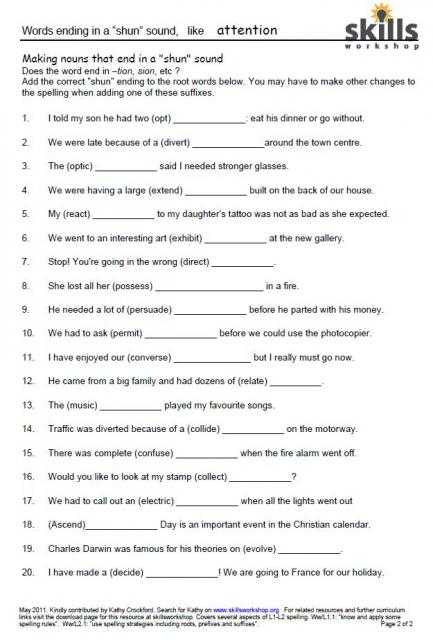 Suffixes Worksheets Pdf Along with Words Ending In Tion Worksheet Worksheets for All