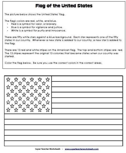 Symbolism In Poetry Worksheets and American Flag Read Color and Learn Activity for Kids