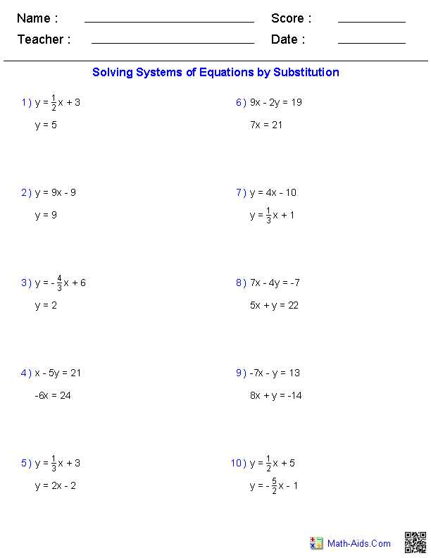 Systems Of Equations Substitution Worksheet Also System Equations Worksheet Answers the Best Worksheets Image